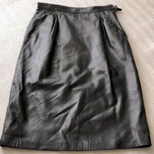 Saint Laurent Vintage Black Leather Pencil Skirt